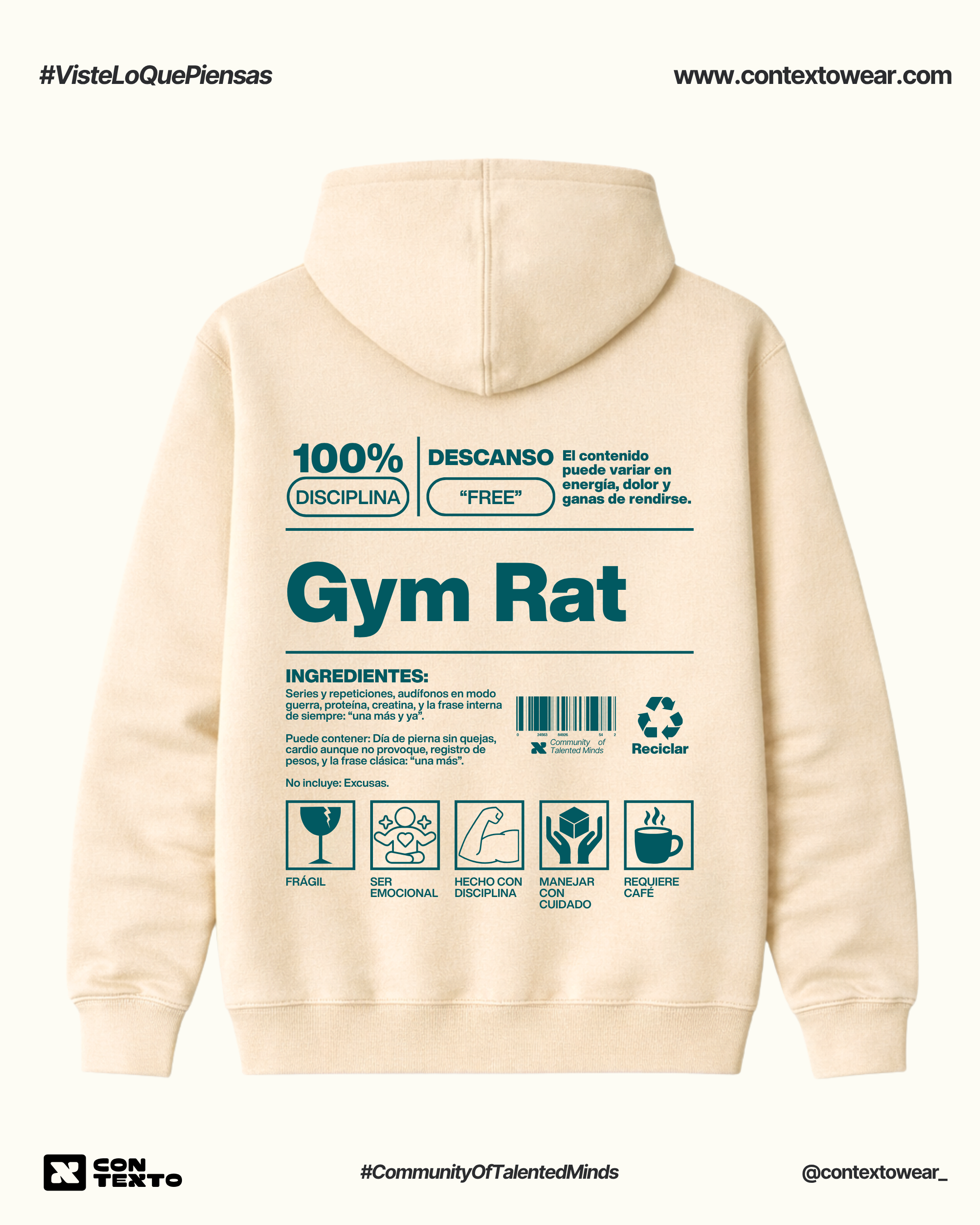 Hoodie GYM RAT Hombre