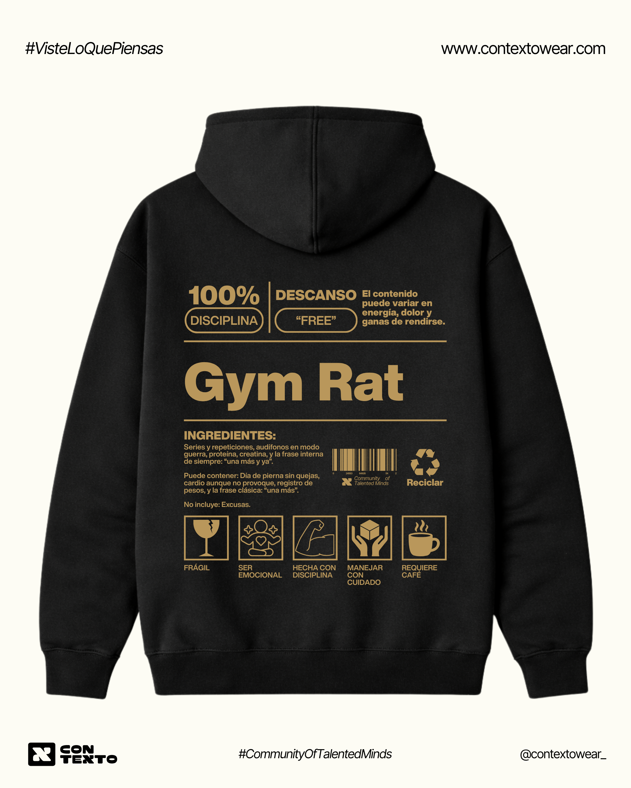Hoodie GYM RAT Mujer