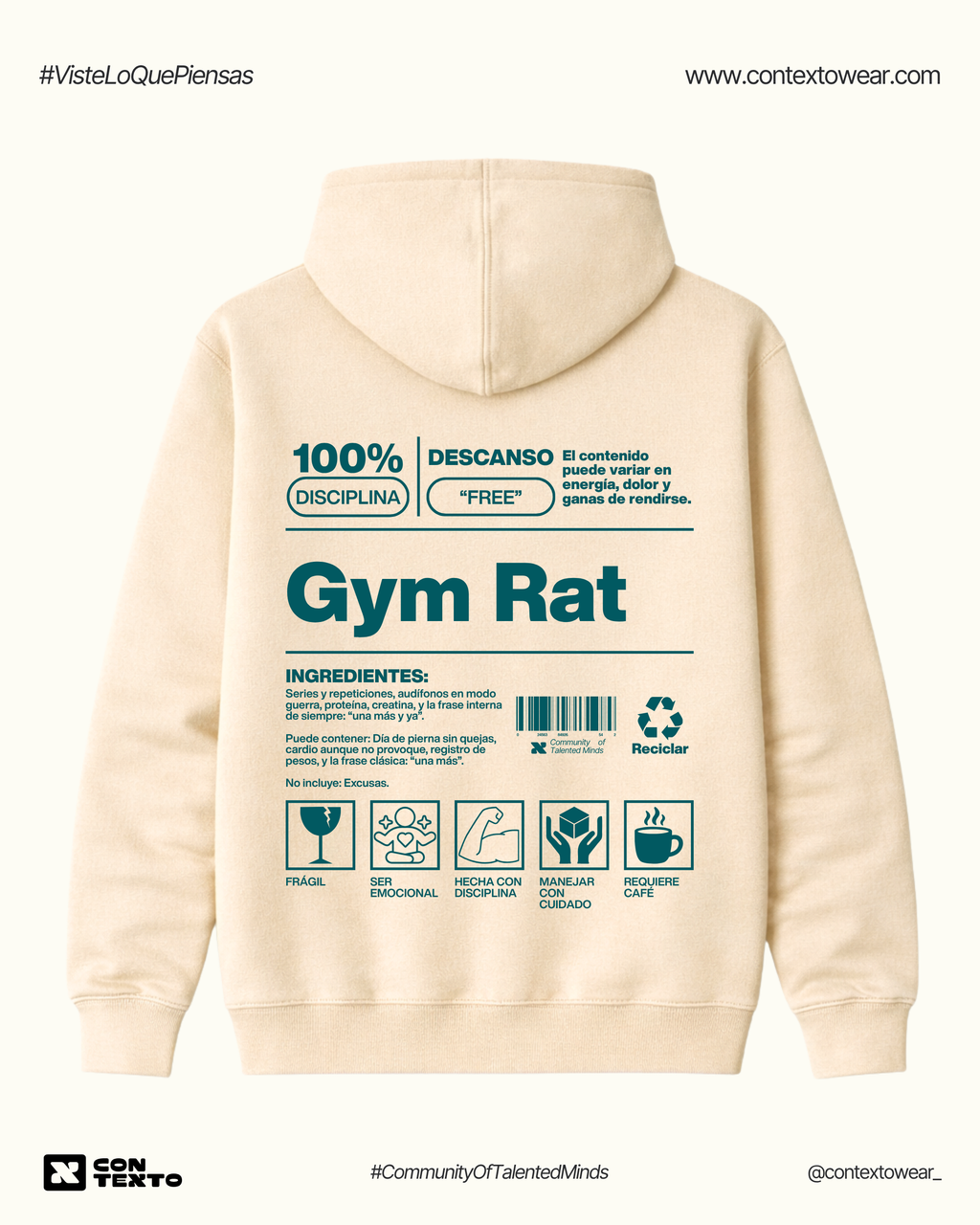 Hoodie GYM RAT Mujer