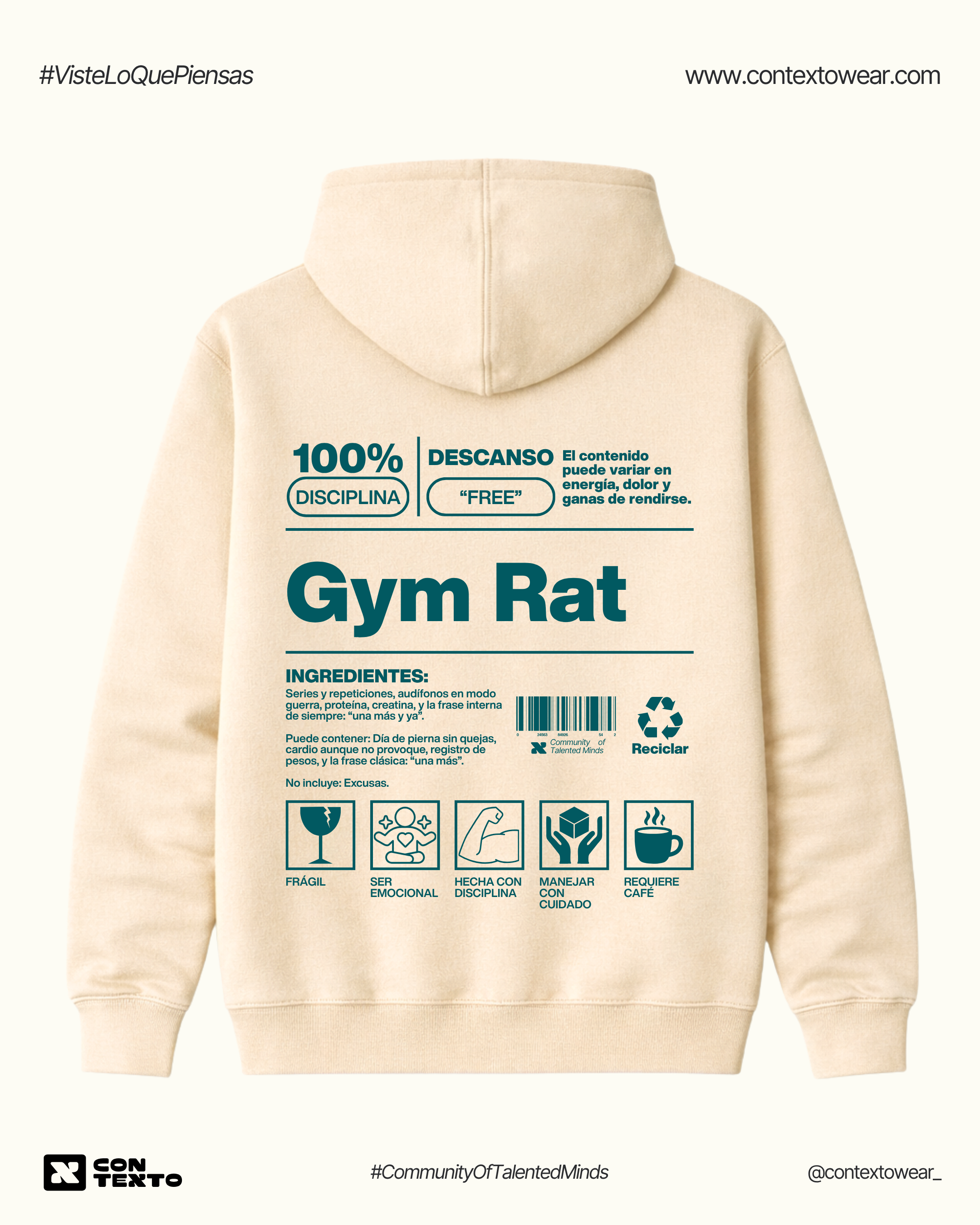 Hoodie GYM RAT Mujer