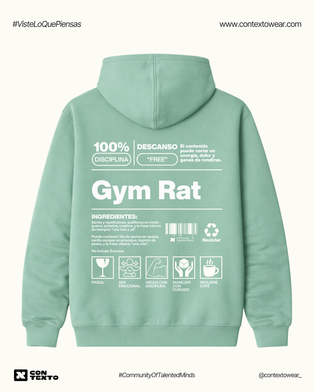 Hoodie GYM RAT Mujer