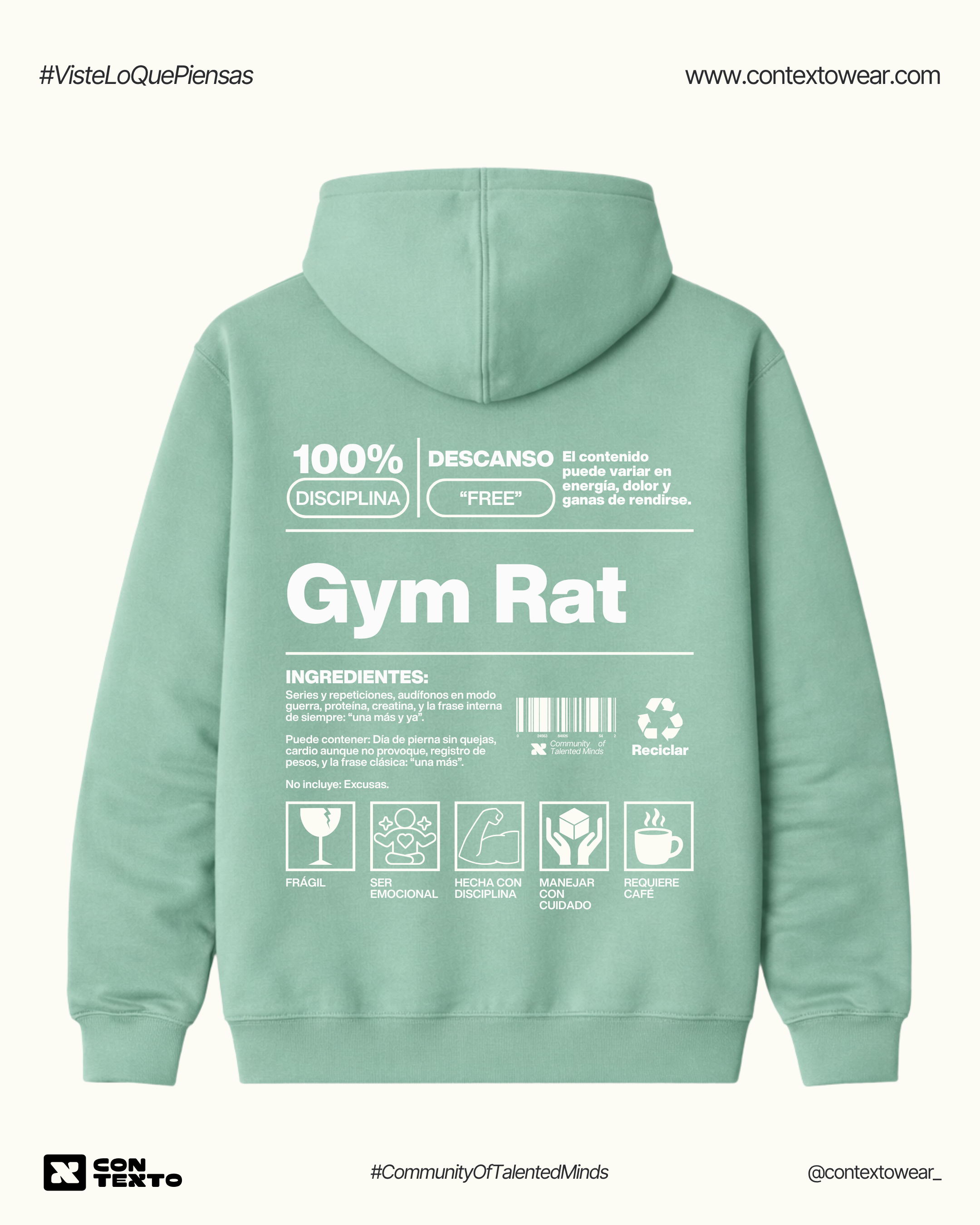 Hoodie GYM RAT Mujer