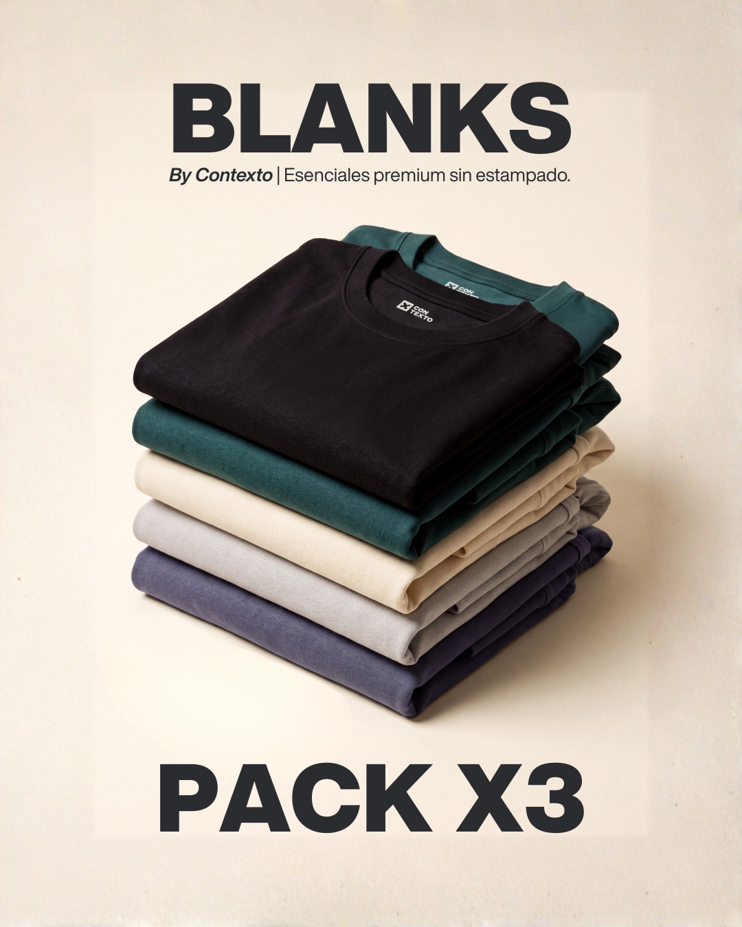 Pack x3 Camisetas Blanks